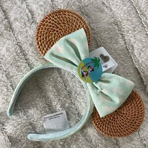 Disney Beach Mint Green Bow Woven Minnie Mouse Ears Headband NWT